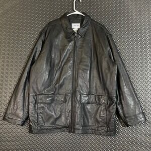 Cherokee Black‎ Full Zip Leather Jacket Men's Size XL